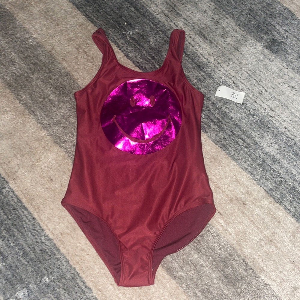 GAP NWT Girls one piece smiley face swimsuit brand new sz L large 10/12